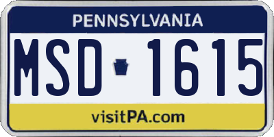 PA license plate MSD1615