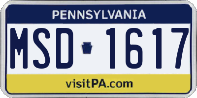 PA license plate MSD1617