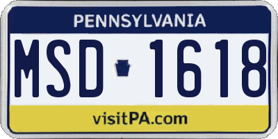 PA license plate MSD1618