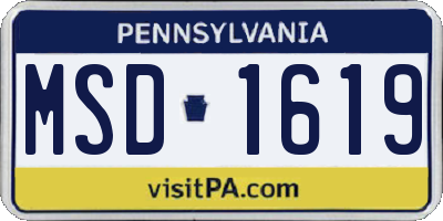 PA license plate MSD1619