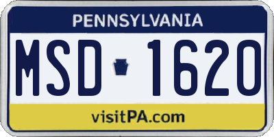 PA license plate MSD1620