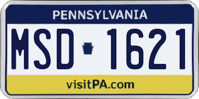 PA license plate MSD1621