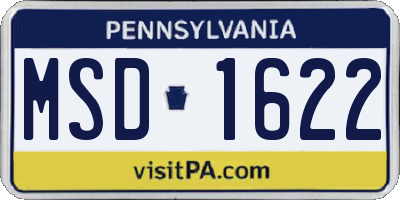 PA license plate MSD1622