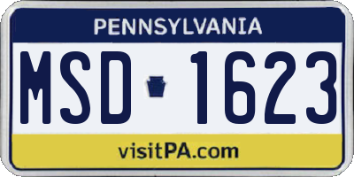 PA license plate MSD1623