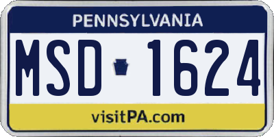 PA license plate MSD1624