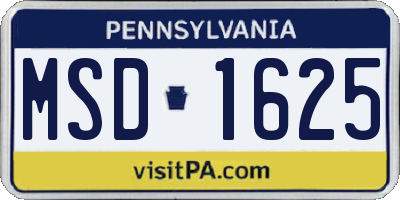 PA license plate MSD1625