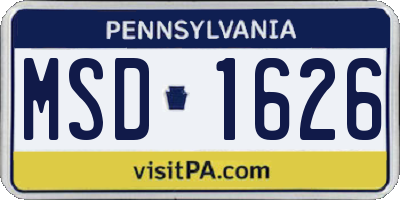 PA license plate MSD1626