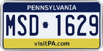 PA license plate MSD1629