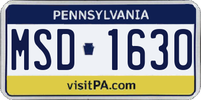 PA license plate MSD1630