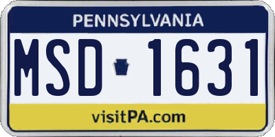 PA license plate MSD1631