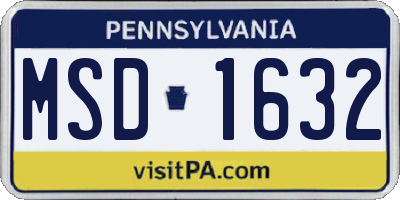 PA license plate MSD1632