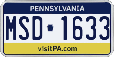 PA license plate MSD1633