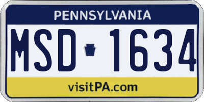 PA license plate MSD1634