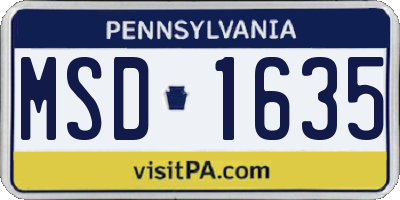 PA license plate MSD1635