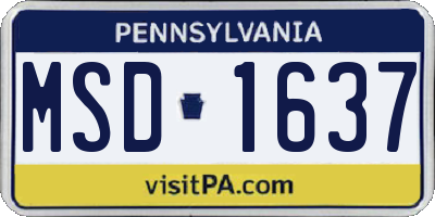 PA license plate MSD1637