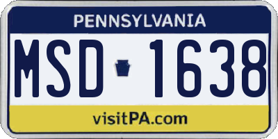 PA license plate MSD1638