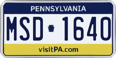 PA license plate MSD1640