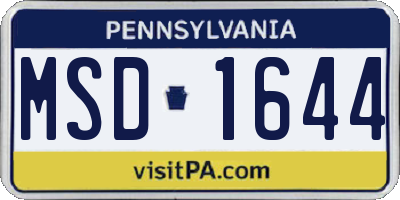 PA license plate MSD1644