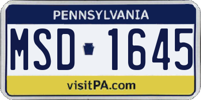 PA license plate MSD1645