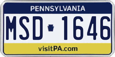 PA license plate MSD1646