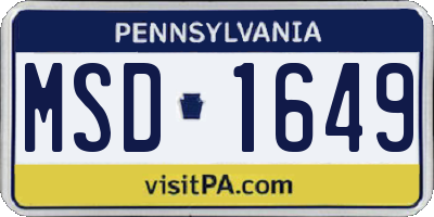 PA license plate MSD1649