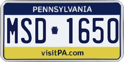 PA license plate MSD1650