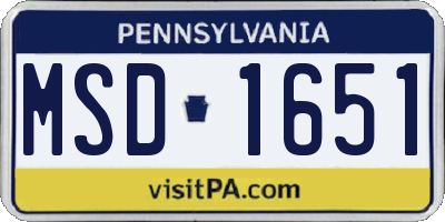 PA license plate MSD1651