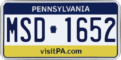 PA license plate MSD1652