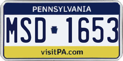 PA license plate MSD1653