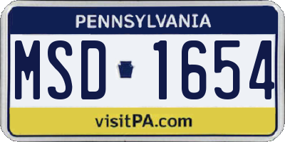PA license plate MSD1654