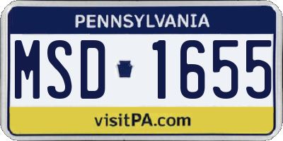 PA license plate MSD1655
