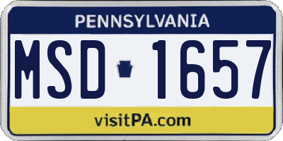 PA license plate MSD1657