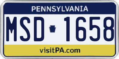PA license plate MSD1658