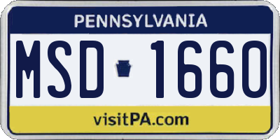 PA license plate MSD1660