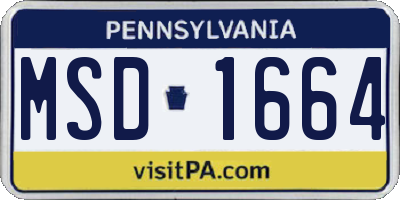 PA license plate MSD1664