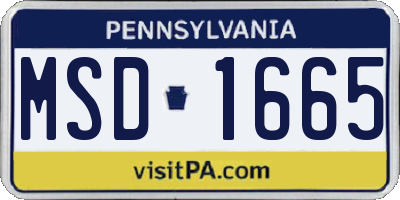 PA license plate MSD1665