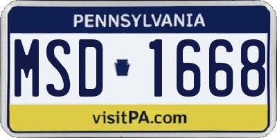 PA license plate MSD1668