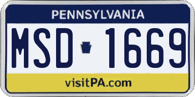 PA license plate MSD1669