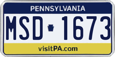 PA license plate MSD1673