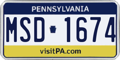 PA license plate MSD1674