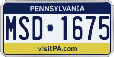 PA license plate MSD1675