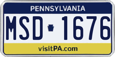 PA license plate MSD1676