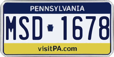 PA license plate MSD1678