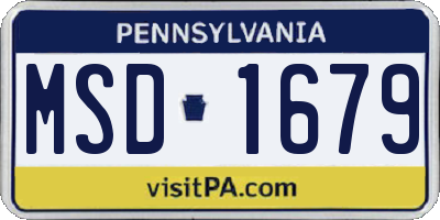 PA license plate MSD1679