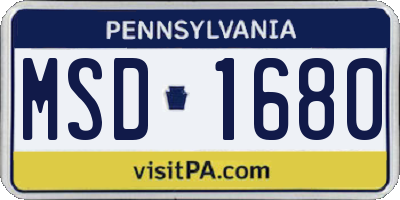 PA license plate MSD1680