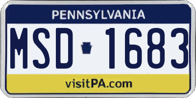 PA license plate MSD1683