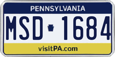 PA license plate MSD1684