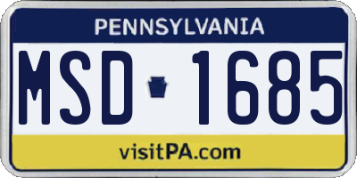 PA license plate MSD1685