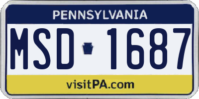 PA license plate MSD1687
