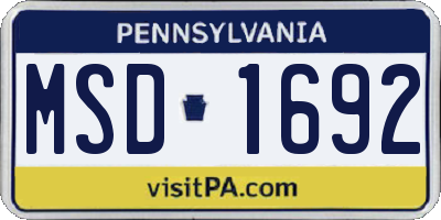 PA license plate MSD1692